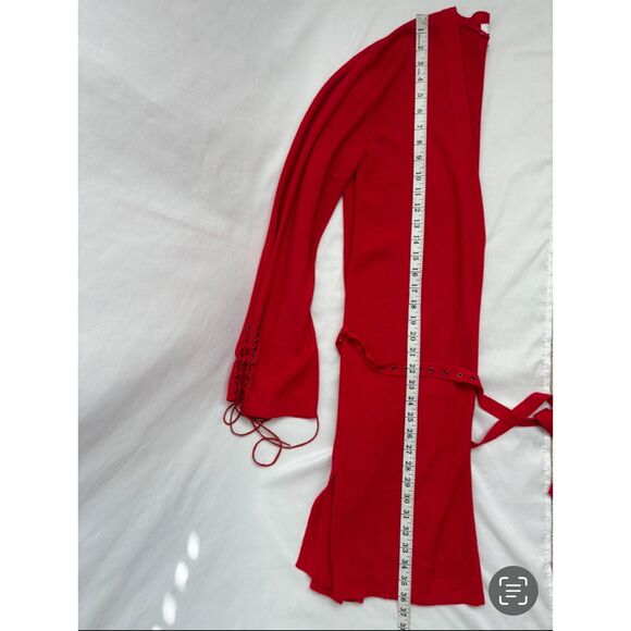 MNG Mango Red Sweater Knit Cardigan Artsy Size M Flowy Classic Closet Staple 90s - Picture 12 of 12